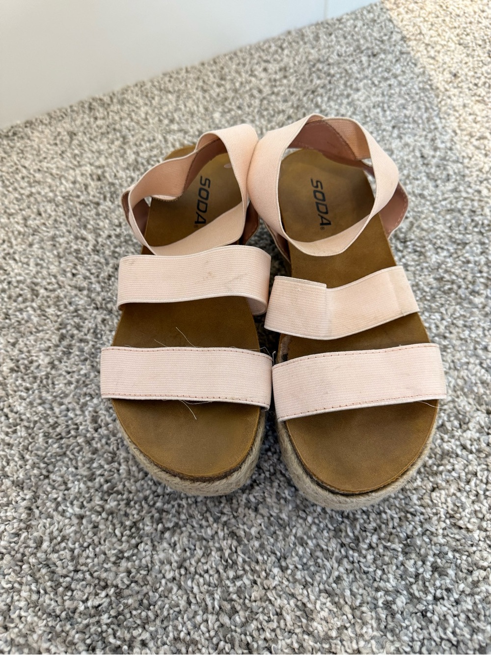 Soda Girls Light Pink Elastic Strap Platform Sandals